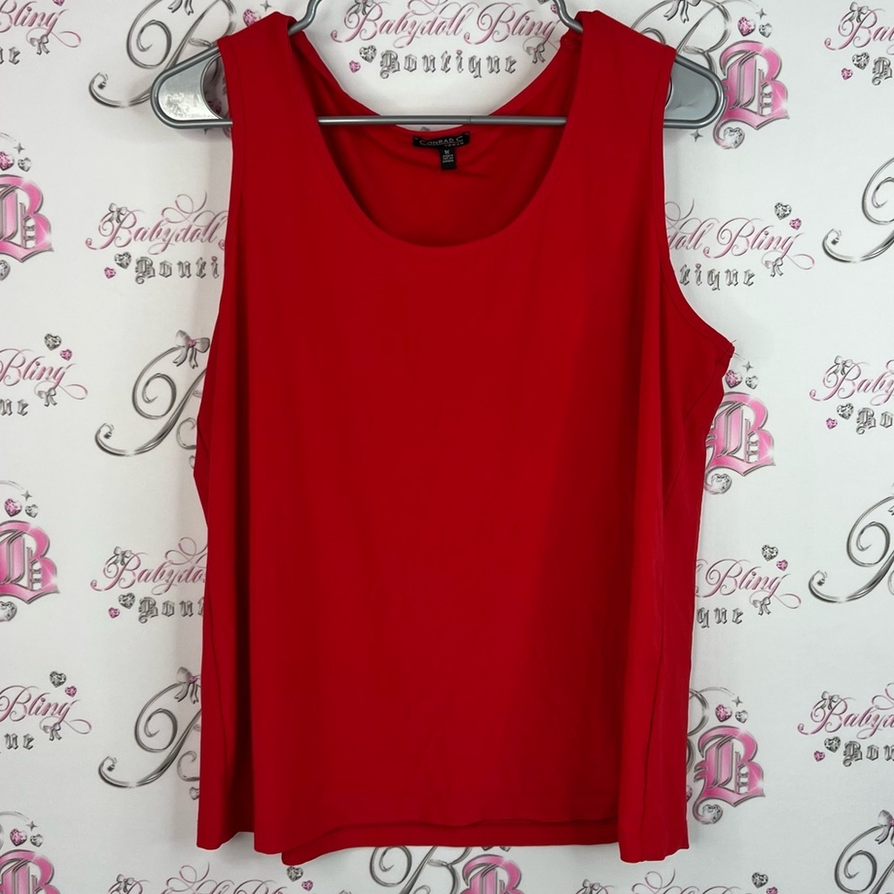 Conrad C tank top camisole bright red stretchy Sleeveless Tank Top